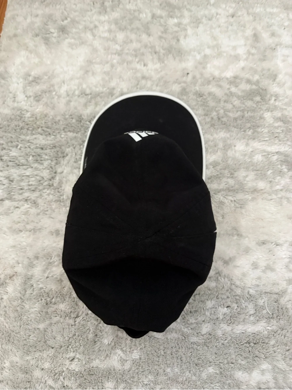 adidas Black Baseball Cap with White Logo and Piping